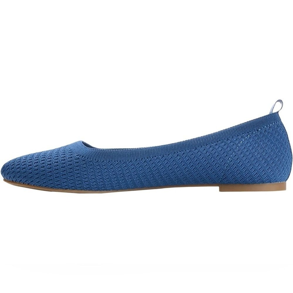 Journee Collection‎ Maryann Blue Knit Flats Women Comfort Foam Slip On Shoes 9.5